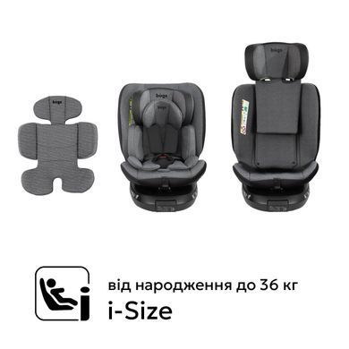 Автокрісло Bugs Aera 360&deg; Iron Grey &ndash; i-Size, ISOFIX, 0&ndash;36 кг, поворот 360&deg;